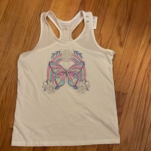 Children Place cute, sleeveless, racerback white tank top. Size  L (10/12)